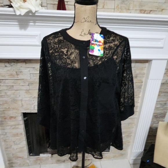 Desigual Cam Lola Embroidered Lace Black Swingy Blouse size medium new!!! - Picture 4 of 13